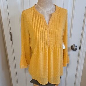 NWT Charter Club Yellow Textured Blouse